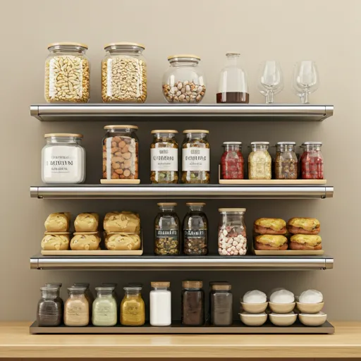 Pantry with labelled glass jars